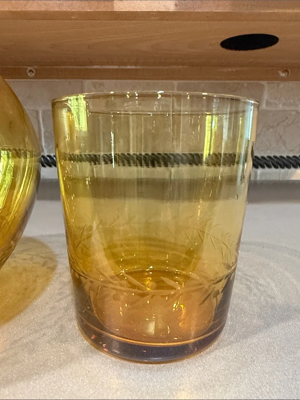 Amber Glass Decorative Carafe with Matching Glass  - Bedside or Barware